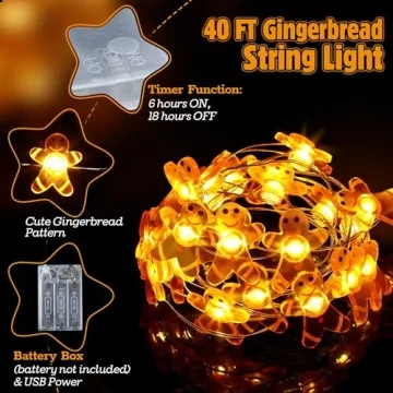 Gingerbread Christmas String Lights for Home Decor