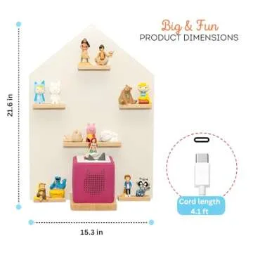 BigStep Large LED Magnetic Shelf House Compatible with Toniebox, Tonies Figures, Tonie Characters, and Other Tonie Accessories - Use as Wall Shelf or Free Standing - Comparable to Tonies Shelf