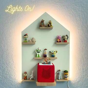 BigStep Large LED Magnetic Shelf House Compatible with Toniebox, Tonies Figures, Tonie Characters, and Other Tonie Accessories - Use as Wall Shelf or Free Standing - Comparable to Tonies Shelf