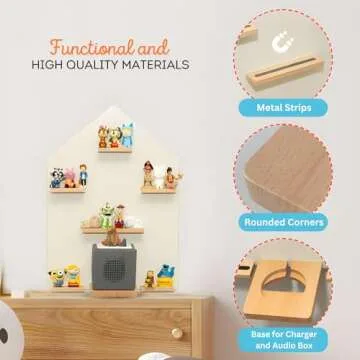 BigStep Large LED Magnetic Shelf House Compatible with Toniebox, Tonies Figures, Tonie Characters, and Other Tonie Accessories - Use as Wall Shelf or Free Standing - Comparable to Tonies Shelf