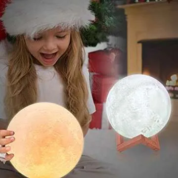 LOGROTATE Moon Lamp, 3D Printing LED 16 Colors Moon Light, Decorative Lights Night Light with Remote&Touch Control and Adjustable Brightness&USB Recharge for Kids Lovers Birthday Gift (6.0 inch)