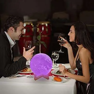 LOGROTATE Moon Lamp, 3D Printing LED 16 Colors Moon Light, Decorative Lights Night Light with Remote&Touch Control and Adjustable Brightness&USB Recharge for Kids Lovers Birthday Gift (6.0 inch)