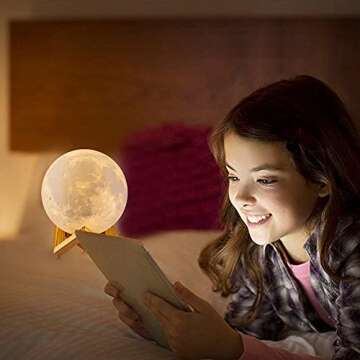 LOGROTATE Moon Lamp, 3D Printing LED 16 Colors Moon Light, Decorative Lights Night Light with Remote&Touch Control and Adjustable Brightness&USB Recharge for Kids Lovers Birthday Gift (6.0 inch)