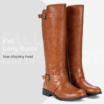 Jeossy Women's Knee High Ridng Boots, Metal Buckle Boot, 950 - Brown, Size 8 US (DJY950 Brown 08)