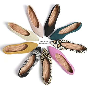 Semwiss Women's Ballet Flats Comfortable Casual Dressy Shoes,Work Flats Office Shoes Pointed Toe Leo...