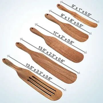 Plantéa Acacia Wooden Spurtle Set, Set of 5