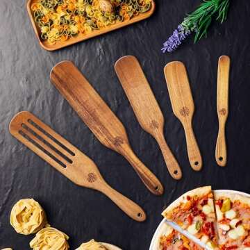 Plantéa Acacia Wooden Spurtle Set, Set of 5