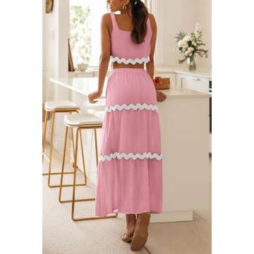 PRETTYGARDEN Women's Summer 2 Piece Beach Outfit Casual Sleeveless Cropped Tank Top High Waisted Max...