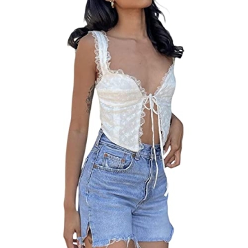 Y2k Lace Frill Backless Crop Top - Retro Fashion Essential