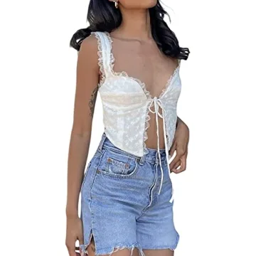 Y2k Lace Frill Backless Crop Top - Retro Fashion Essential