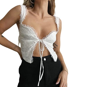 Y2k Lace Frill Backless Crop Top - Retro Fashion Essential