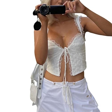 Y2k Lace Frill Backless Crop Top - Retro Fashion Essential