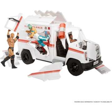 Mattel WWE Wrekkin' Slambulance Vehicle Playset, Breakaway Toy Ambulance with Launching Gurney, Sized for 6-Inch Action Figures
