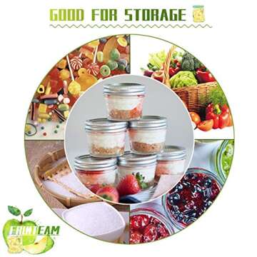 FRUITEAM 4 oz 12 PACK Mini Mason Jars with Lids and Bands, Quilted Crystal Jars Ideal for Spice, Honey, Jam, Body Butters, Jelly, Wedding Favors, DIY Candles Decor