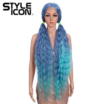 Style Icon 41" Lace Front Wigs Long Wavy Synthetic Wigs with Baby Hair Half Hand Tied 130% Density Wigs (41", T-BPP5)
