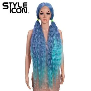 Style Icon 41" Lace Front Wigs Long Wavy Synthetic Wigs with Baby Hair Half Hand Tied 130% Density Wigs (41", T-BPP5)