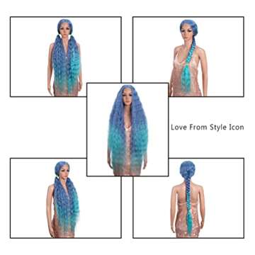 Style Icon 41" Lace Front Wigs Long Wavy Synthetic Wigs with Baby Hair Half Hand Tied 130% Density Wigs (41", T-BPP5)