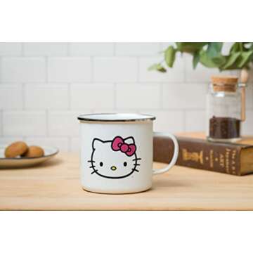 Silver Buffalo Sanrio Hello Kitty Enamel Camper Coffee Mug, 21 Ounces