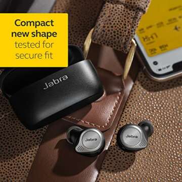 Jabra Elite 75t Earbuds – True Wireless Earbuds with Charging Case, Titanium Black – Active Noise Cancelling Bluetooth Earbuds with a Comfortable, Secure Fit, Long Battery Life, Great Sound