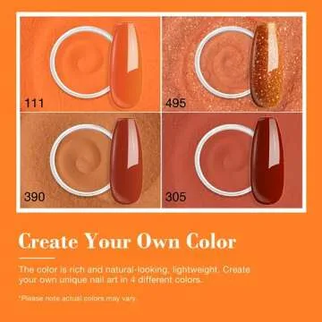 AZUREBEAUTY Dip Powder Nail Kit Starter, Orange Brown Glitter, 4 Fall Pumpkin Maple Dark Colors Set, French Halloween Nail Art Base Top Coat Activator Essential Liquid Manicure DIY Salon 12 PCS