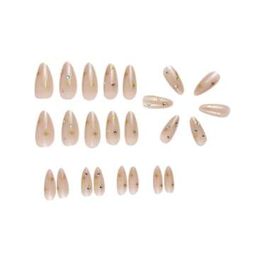 Chic Almond Press on Nails - 24 Pcs with Rhinestones