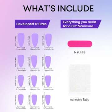 Chic Almond Press on Nails - 24 Pcs with Rhinestones