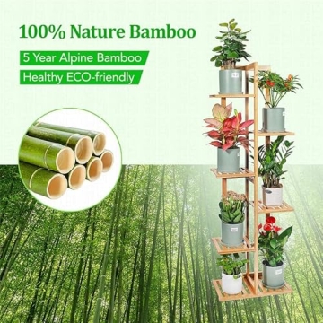Eco-Friendly 6-Tier Bamboo Plant Stand for Indoor & Outdoor Use
