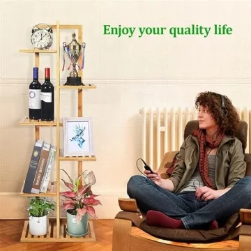 Eco-Friendly 6-Tier Bamboo Plant Stand for Indoor & Outdoor Use