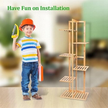 Eco-Friendly 6-Tier Bamboo Plant Stand for Indoor & Outdoor Use