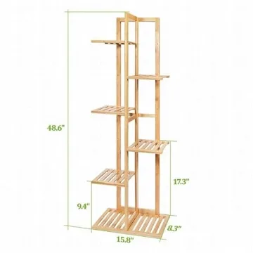 Eco-Friendly 6-Tier Bamboo Plant Stand for Indoor & Outdoor Use