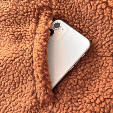 AIWUFLY Women's Fleece Jacket Long Sleeve Zipper Quilted Coat Color Block Patchwork Sherpa Outerwear with Pockets Black Medium