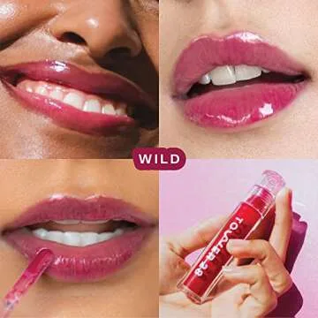 Tower 28 ShineOn Lip Jelly, WILD, Non-Sticky, Hydrating Vegan Lip Gloss in Sheer-ish Raspberry, Mois...