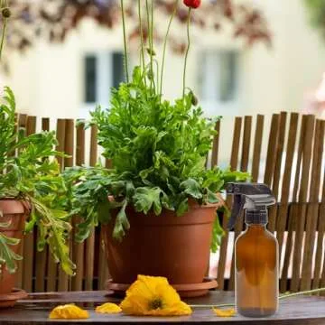 8-Ounce Amber Glass Spray Bottles (2 Pack); Brown Boston Round Bottles w/Heavy Duty Mist & Stream Sprayers Perfect for Essential Oil Blends