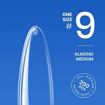 Beetles Gel Nail Tips Refill Pack Almond Medium Shape, 200pcs Size #3 Separated Size Gelly Tips- Never Run Out of Your Perfect Size, for Salon Use and DIY Nail Extension