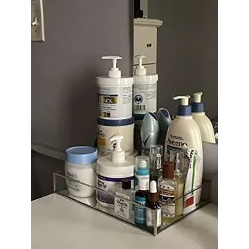 Elegant Silver Mirror Tray for Jewelry and Makeup Storage