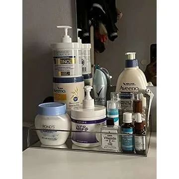 Elegant Silver Mirror Tray for Jewelry and Makeup Storage