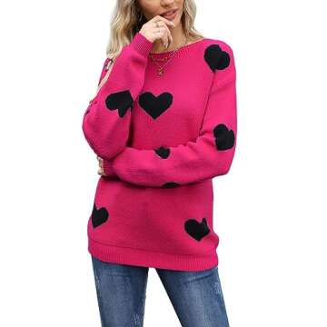 Cogild Cute Fall Sweaters for Women Trendy Casual Long Sleeve Crew Neck Knit Pullover Sweater