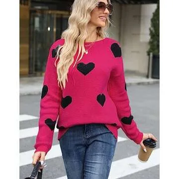 Cogild Cute Fall Sweaters for Women Trendy Casual Long Sleeve Crew Neck Knit Pullover Sweater