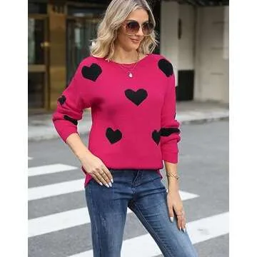 Cogild Cute Fall Sweaters for Women Trendy Casual Long Sleeve Crew Neck Knit Pullover Sweater