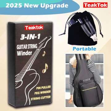 Teaktok 3-in-1 Guitar String Winder, Cutter and Bridge Pin Puller Tool For Acoustic and Electric Guitars