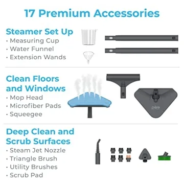 PureClean Steam Cleaner with 17 Accessories for Deep Cleaning