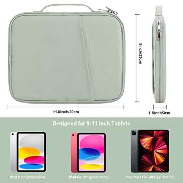 9-11 Inch Tablet Carrying Case, Padded Travel Sleeve Bag for iPad Pro 11-in (M4), iPad 10.9 (10th Ge...