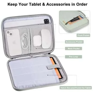 9-11 Inch Tablet Carrying Case, Padded Travel Sleeve Bag for iPad Pro 11-in (M4), iPad 10.9 (10th Gen), iPad Air 11-in (M2), Galaxy Tab S9/S8 (Mint Green-11)