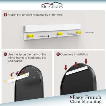 Mestikits Arched Mirror for Bathroom, Arched Wall Mirror Black, Vanity Mirror Decorative with Metal Frame, Arch Mirror for Bathroom Living Room Bedroom Entryway Fireplace