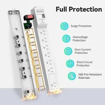 PLUGTUL Surge Protector 12FT with 7 Outlets and 980 Joules