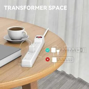 PLUGTUL Surge Protector 12FT with 7 Outlets and 980 Joules