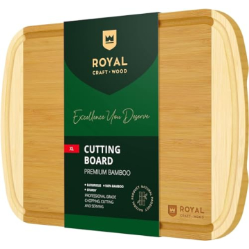 ROYAL CRAFT WOOD Bamboo Cutting Boards for Kitchen, Wood Chopping Boards with Juice Groove, Wooden C...