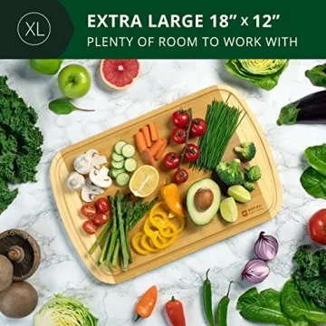 Extra Large Bamboo Cutting Board 18" x 12" for Kitchen Use