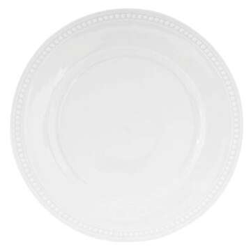 Everyday White Beaded 10.5 Inch Dinner Plates, Service for 4