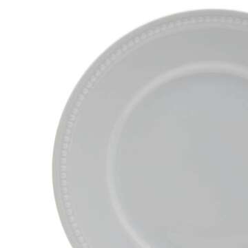 Everyday White Beaded 10.5 Inch Dinner Plates, Service for 4